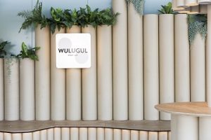 Wulugul Pop-Up installation in Sydney is a multifunctional urban space made  of recyclable cardboard tubes